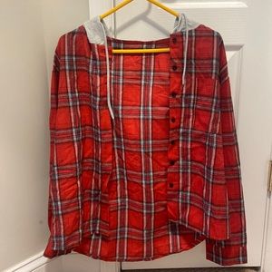 Red hoodie flannel